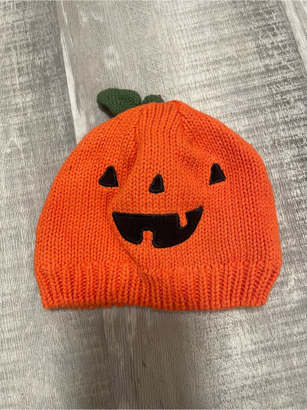 Knit Jack Oโ Lantern Halloween Baby Beanie